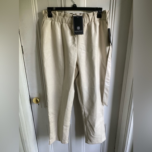 BAGATELLE COLLECTION Bone Paperbag Waist Pants Sz L - Picture 2 of 13